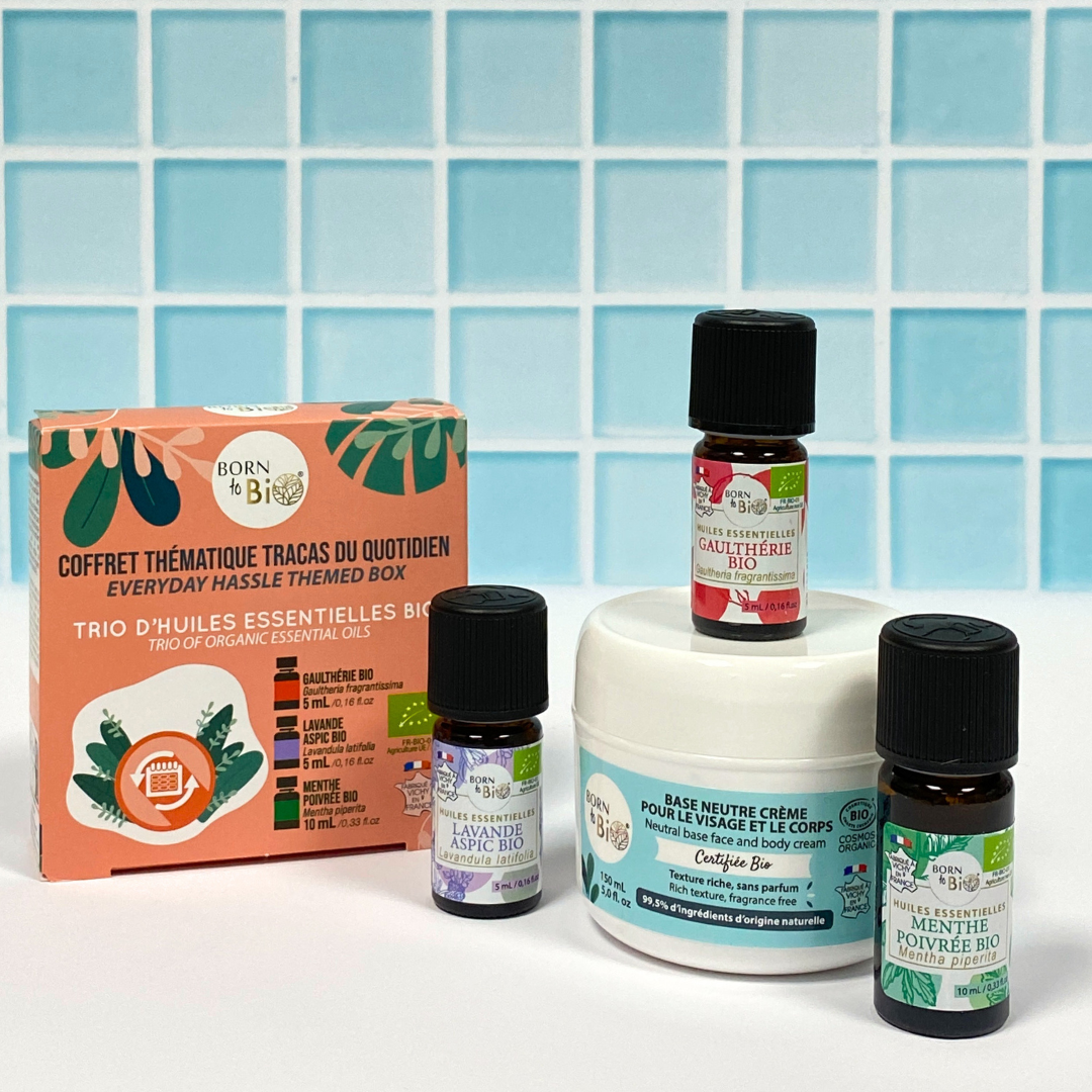 Coffret : crème visage/corps et kit d'huiles essentielles tracas du quotidien-0