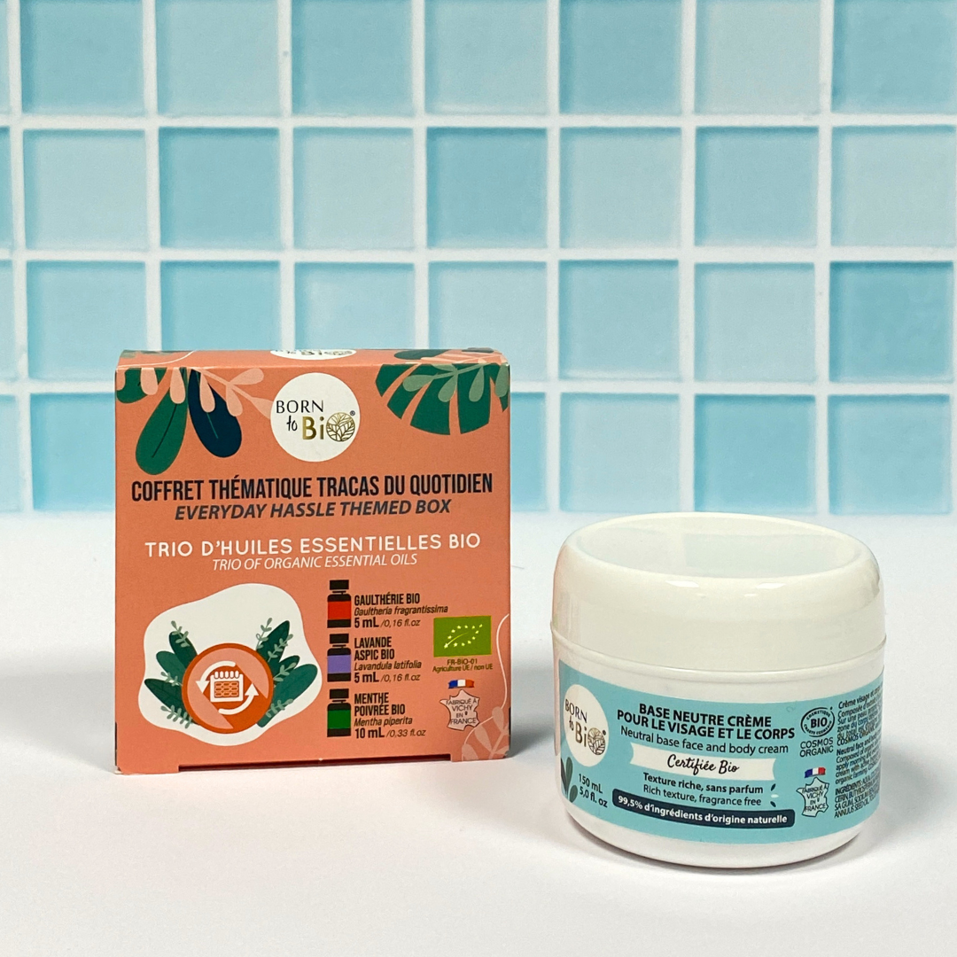 Coffret : crème visage/corps et kit d'huiles essentielles tracas du quotidien-3